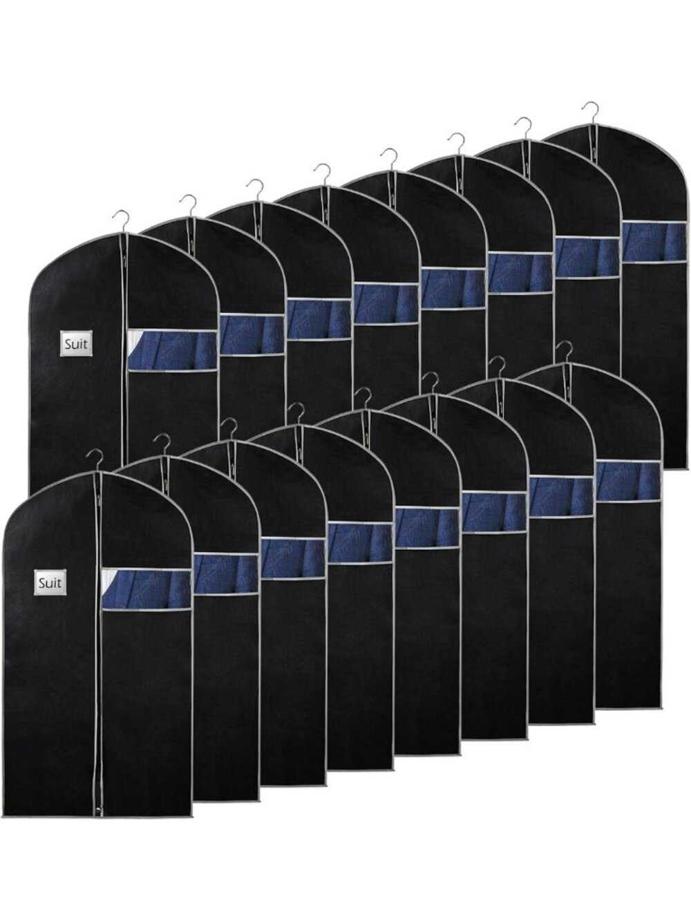 40 Inch Suit Bag, Suit Bags for Closet Storage, Black, Set of 16